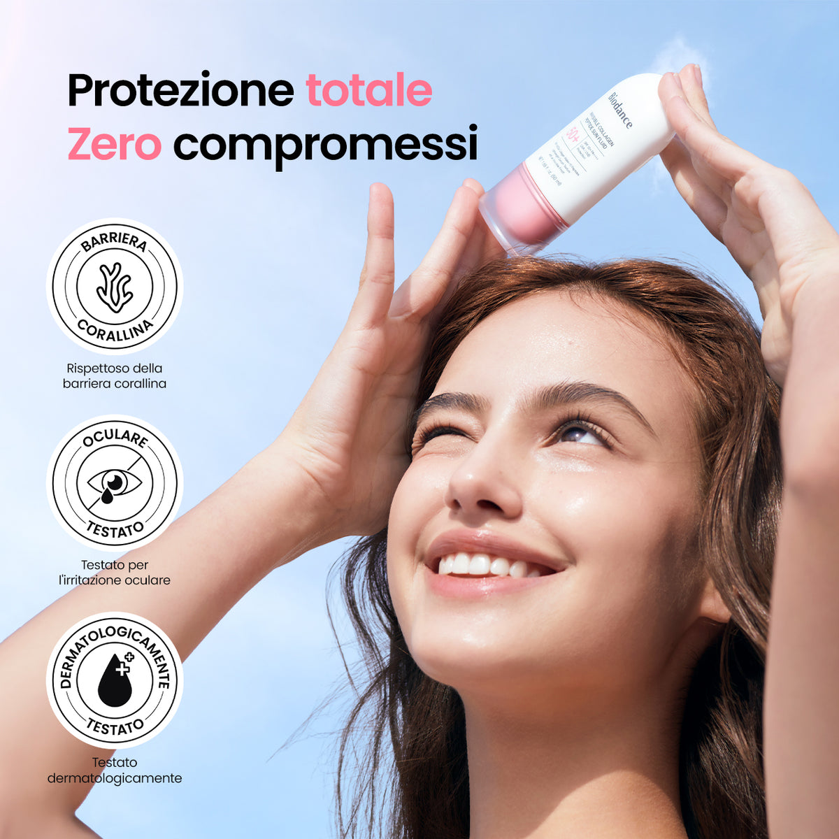 [Brand Skincare N.1 su Amazon] Siero solare al collagene | Invisibile sulla pelle | SPF 50+, PA++++